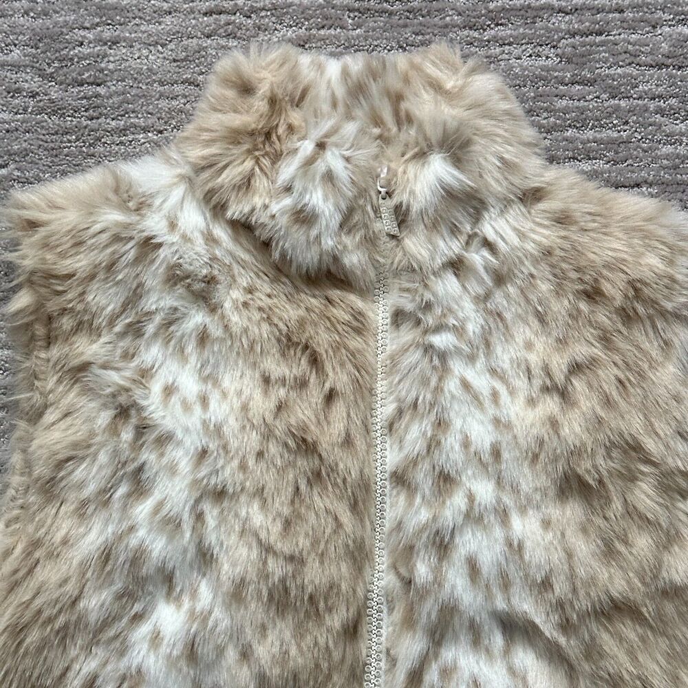 Black Mountain Outdoor Vest Womens Large Brown Faux Fur Animal Print Rhinestone - Picture 2 of 9
